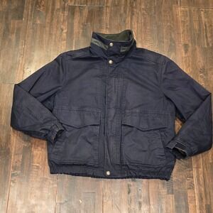 Vintage Pacific Trail Navy Blue Lined Bomber Jacket Mens Large Coat Outdoor